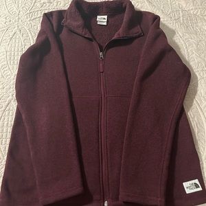 North Face burgundy sweater jacket